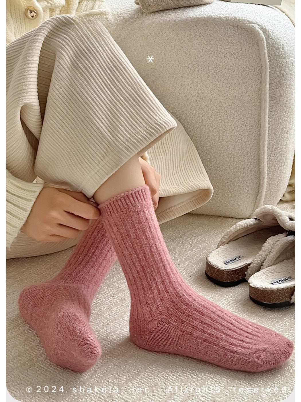 Rufia - Fuzzy Ribbed Cozy Crew Socks