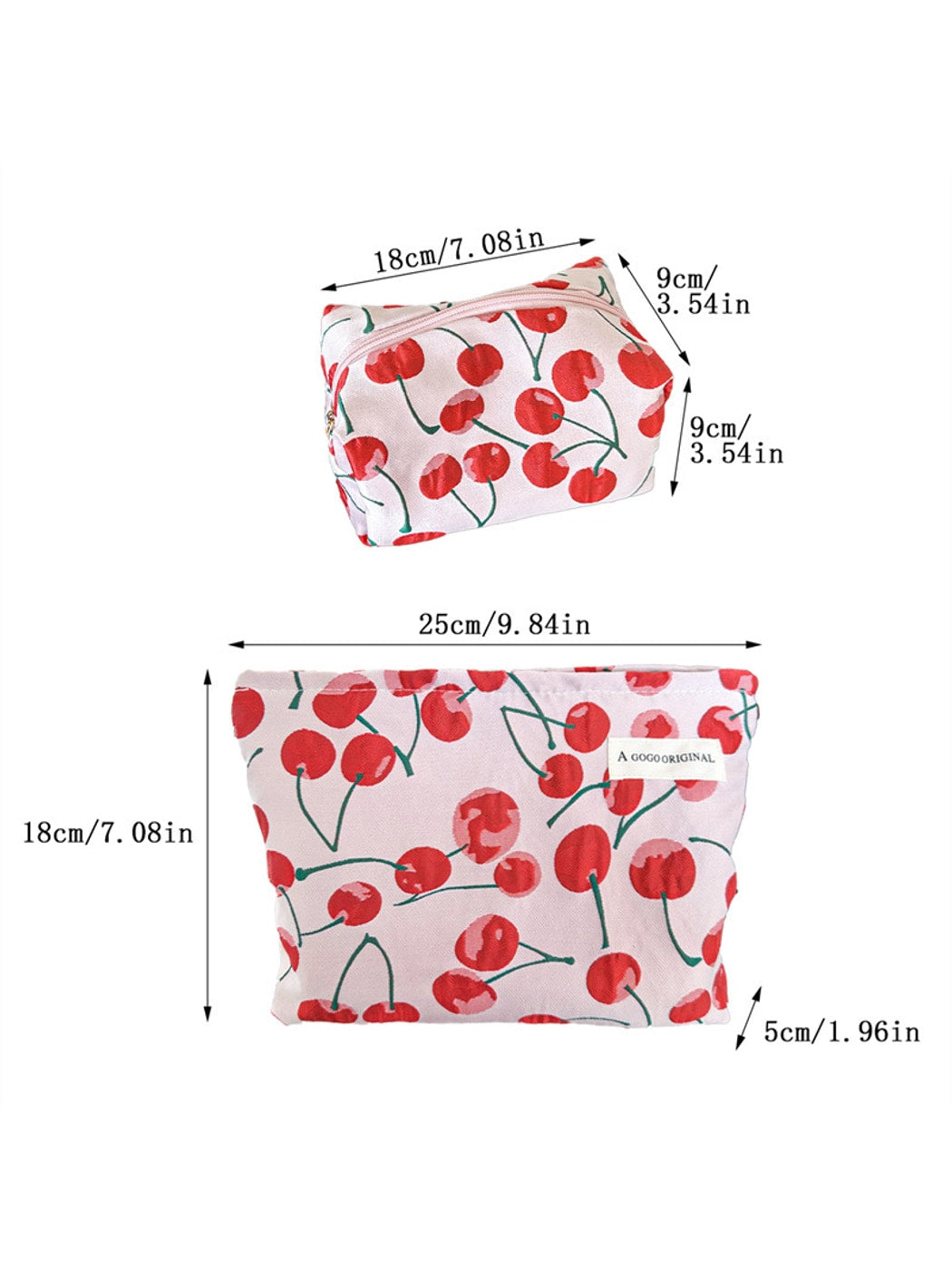 Cosbai - Cherry Print Zipper Cosmetic Bag