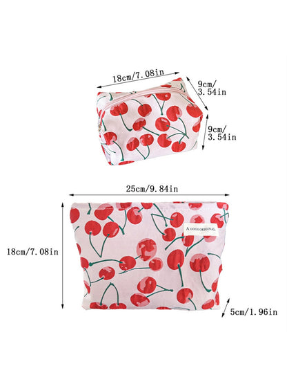 Cosbai - Cherry Print Zipper Cosmetic Bag