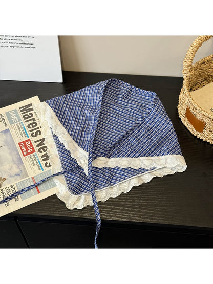 Scarvii - Elegant Plaid Broderie Triangle Bandana