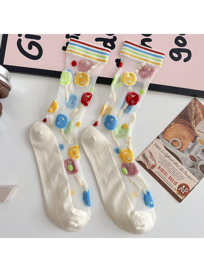 Rufia - Cherry Stripe Sheer Crew Socks product image 6