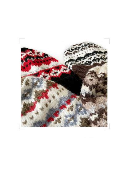 Haila - Bohemian Knitted Beanie with Earflaps & Tasseled Ties