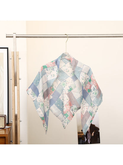 Scarvii - Patchwork Floral Print Triangle Scarf