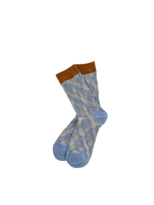 Rufia - Retro Contrast Mid-Calf Socks - Vintage & Sweet