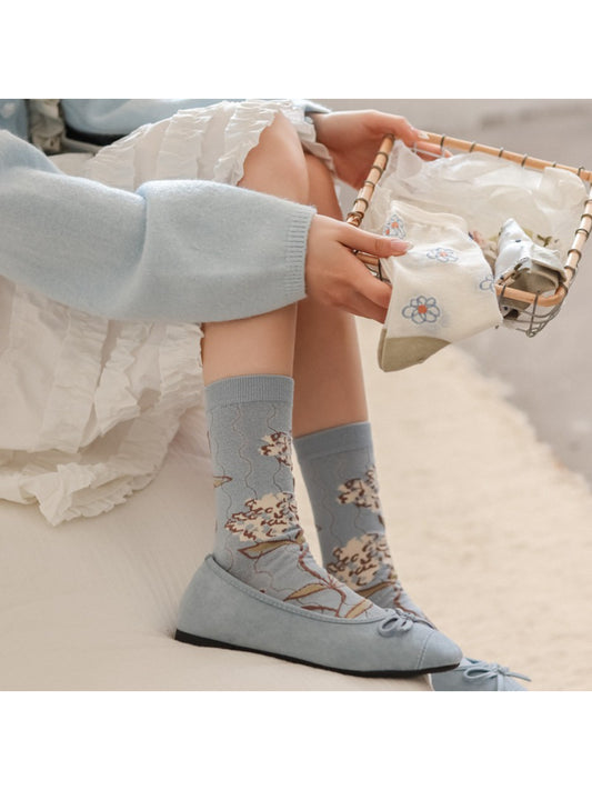 Rufia - Sheer Floral Illustration Crew Socks product image 2