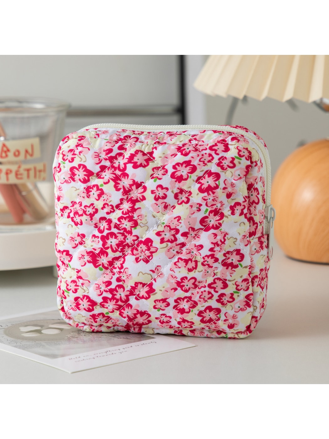 Cosbai - Cartoon and Floral Print Quilted Storage Bag
