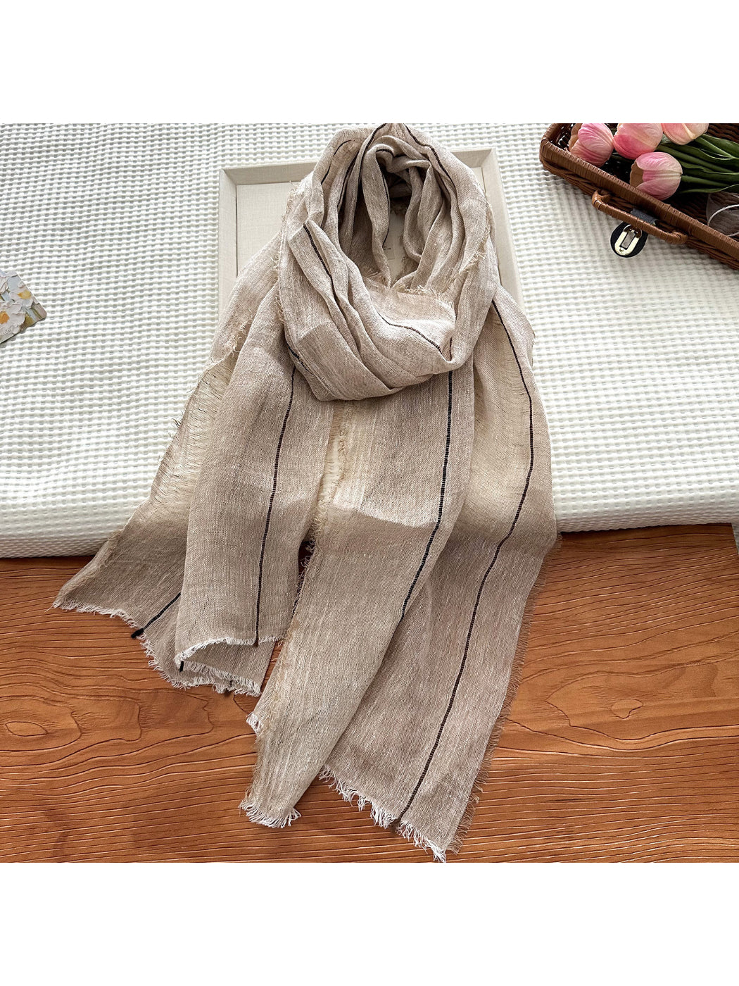 Scarvii - Stripe Fringe Long Scarf