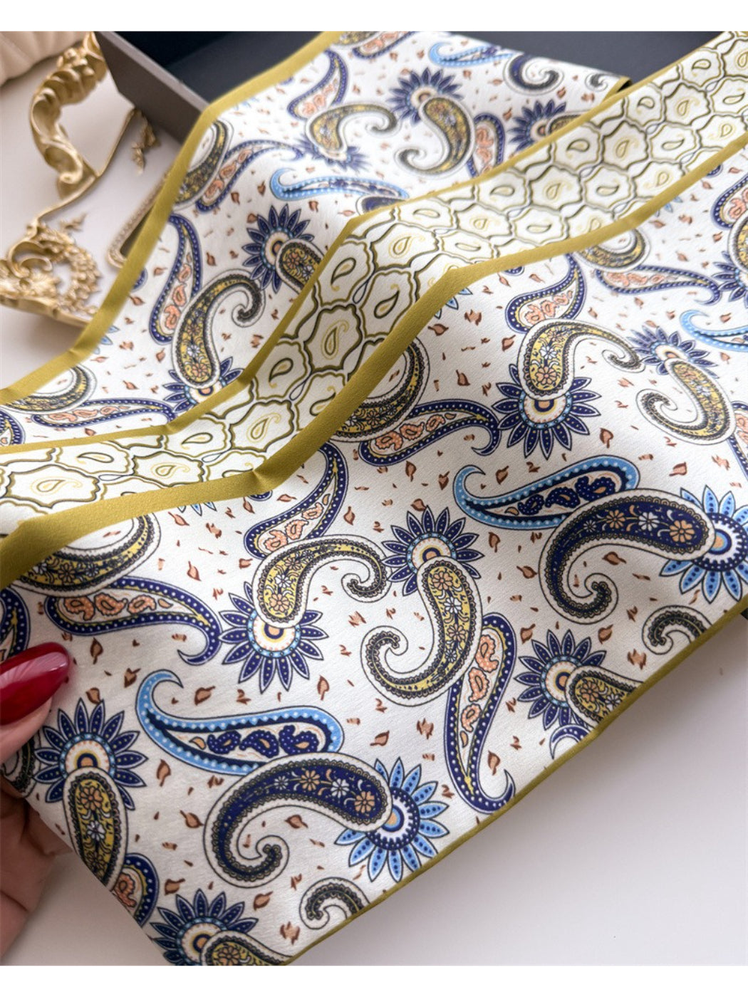 Scarvii - Paisley Border Skinny Scarf