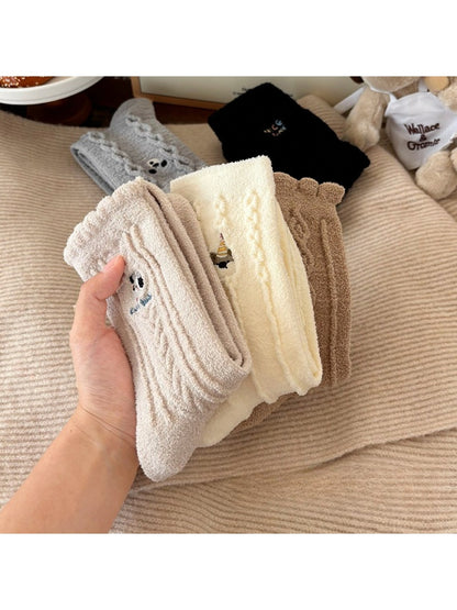 Rufia - Cute Cartoon Coral Fleece Winter Socks