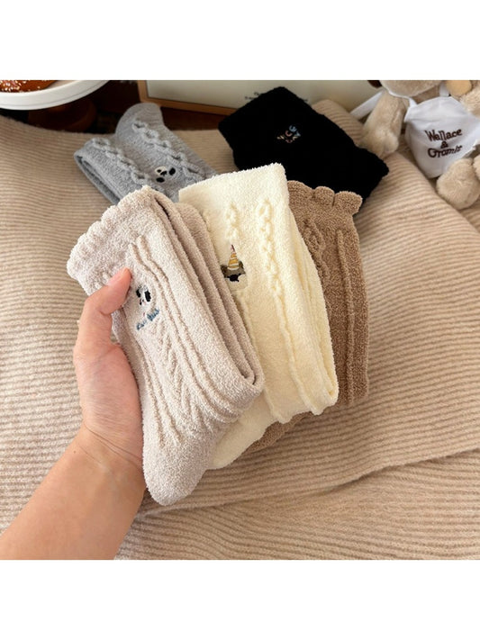 Rufia - Cute Cartoon Coral Fleece Winter Socks