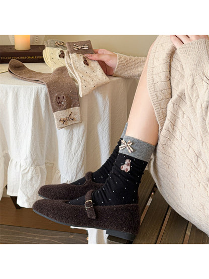 Rufia - Bear Dot Bow Detail Crew Socks product image 2