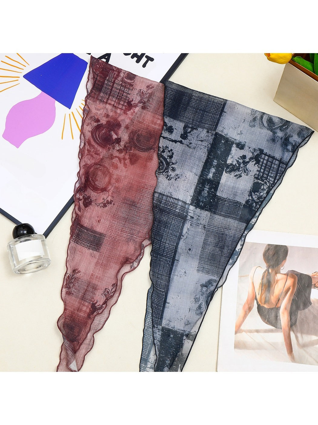 Scarvii - Vintage Abstract Floral Print Scarf