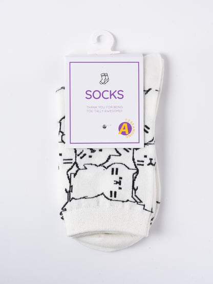 Rufia - Cartoon Cat Mid-Calf Socks
