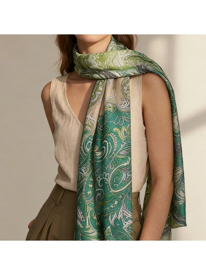 Scarvii - Multi-colored Smooth Finish Paisley Scarf