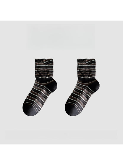 Rufia - Striped Colorblock Casual Crew Socks
