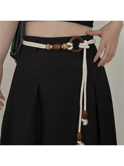 Beco Boho rope waist tie belt styled on a white dress