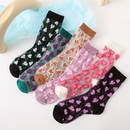 Rufia - Heart Patterned Mid-Calf Socks