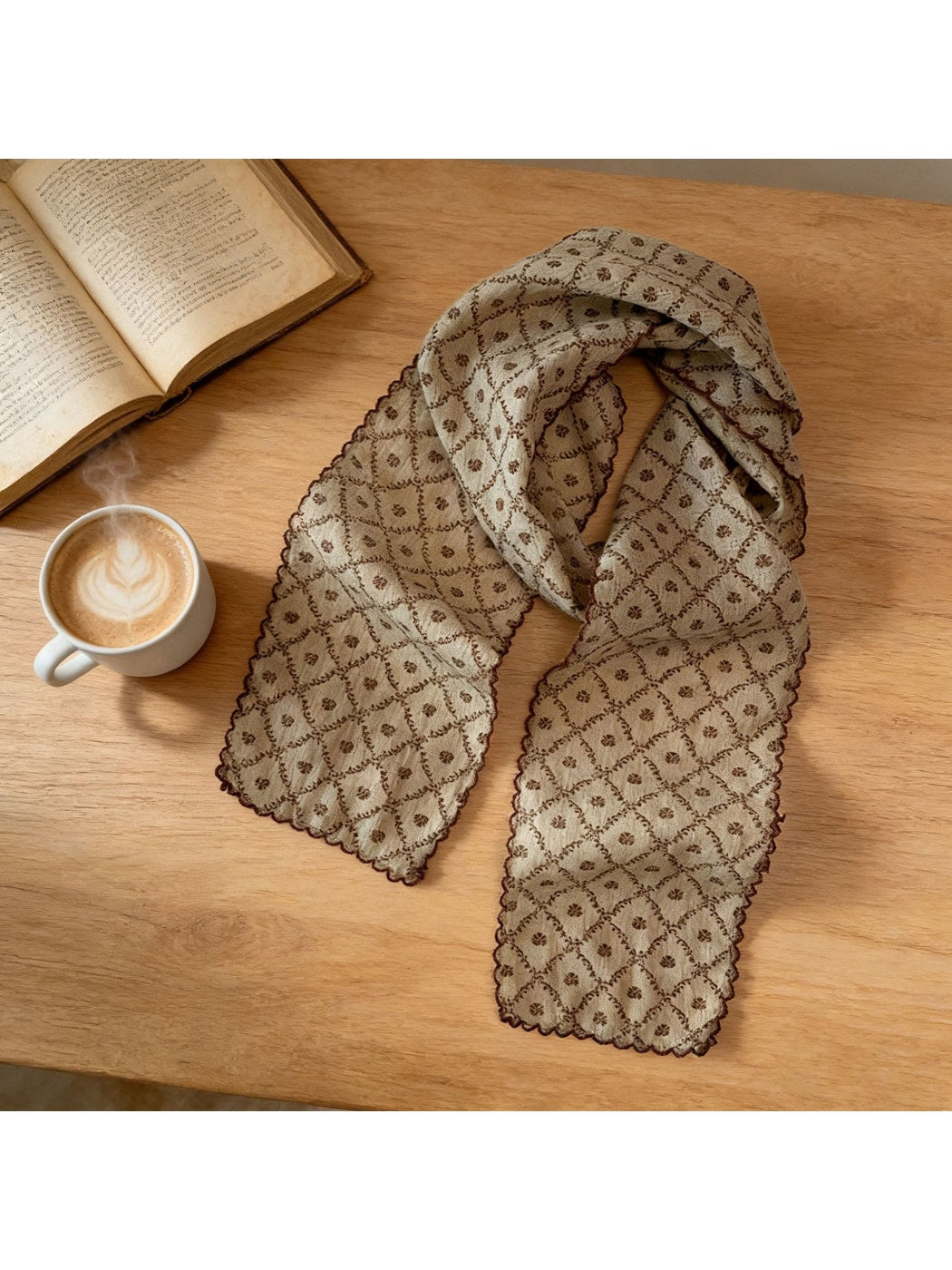 Scarvii - Floral Print Slim Neck Scarf