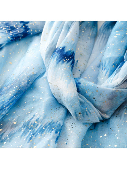 Scarvii - Gold Foil Gradient Scarf with Cloud Print