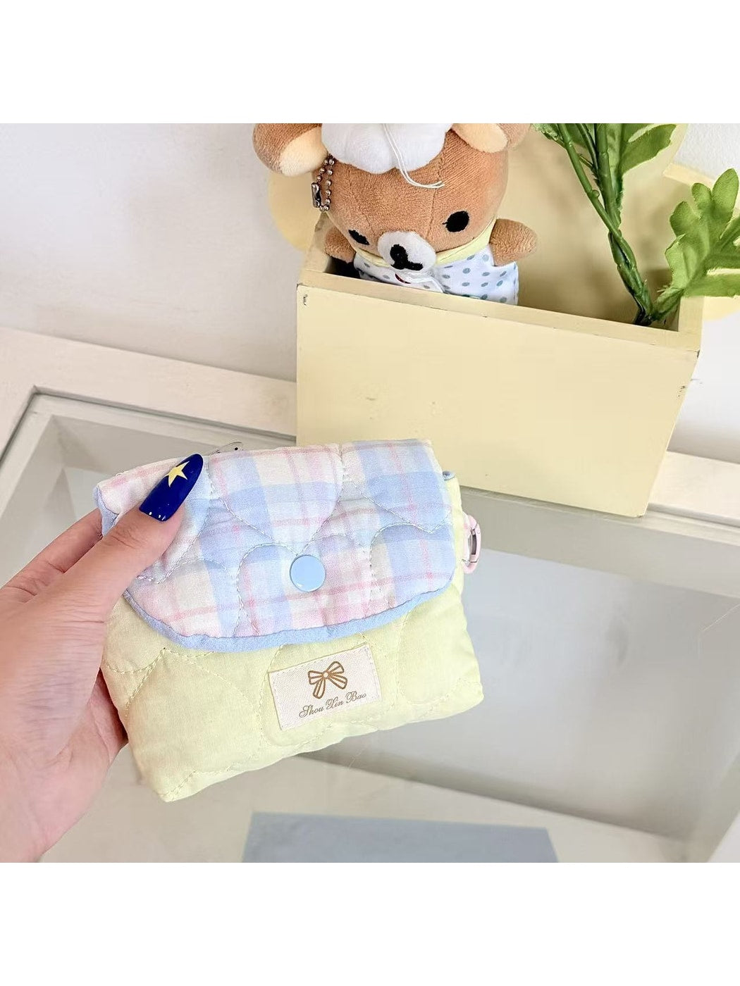 Cosbai - Floral Quilted Envelope Shape Pouch Bag