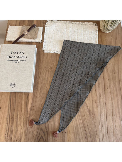Scarvii - Plaid Tassel Triangle Bandana