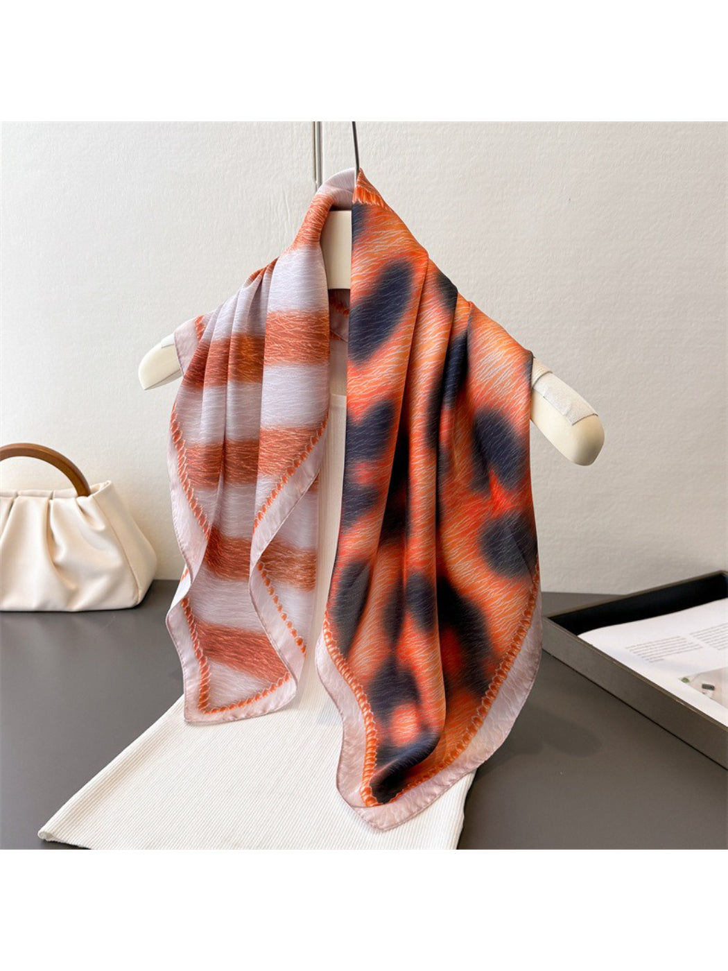 Scarvii - Animal Print Stripe Square Scarf
