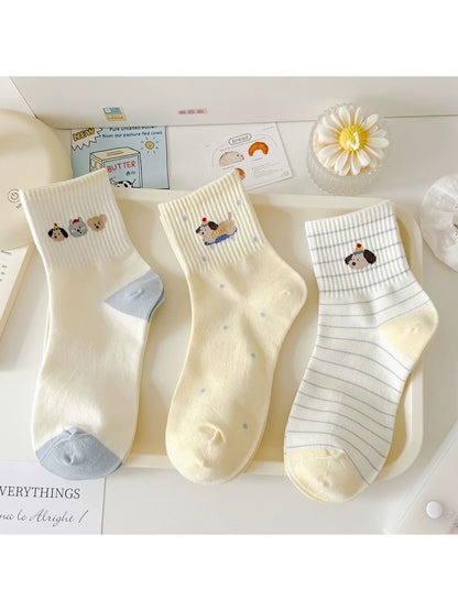 Rufia - Cute Cartoon Animal Pattern Crew Socks
