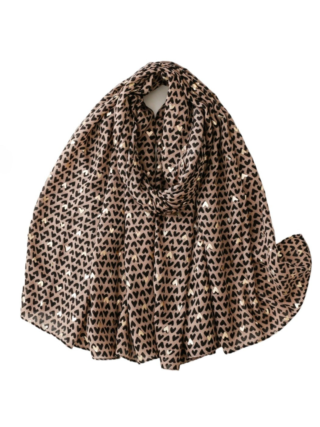 Scarvii - Winter Scarf with Gold Foil Heart Print