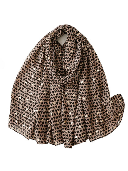 Scarvii - Winter Scarf with Gold Foil Heart Print