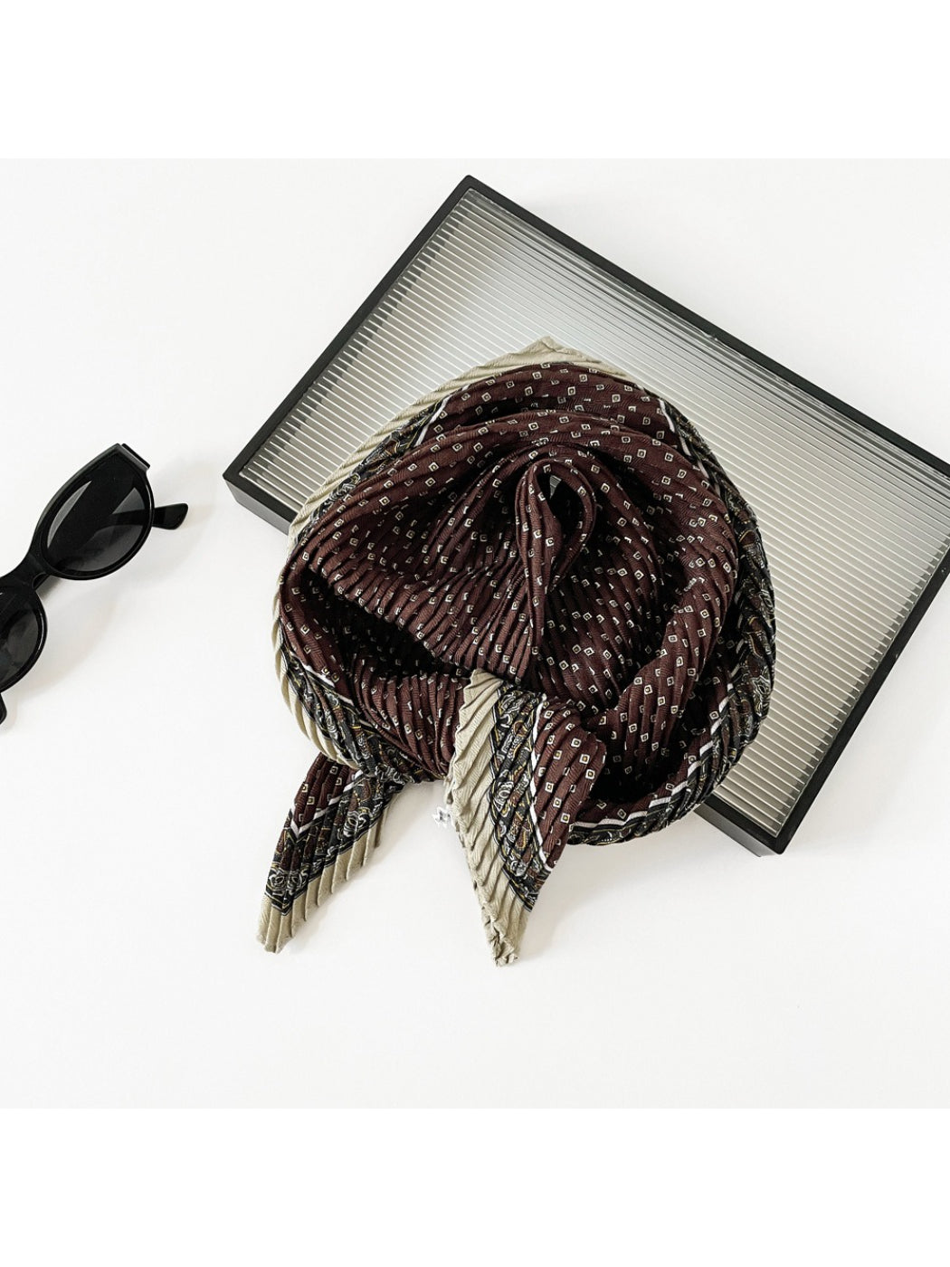 Scarvii - Micro Dot Pleated Scarf