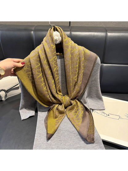 Scarvii - Metallic Geo Pattern Wrap Scarf