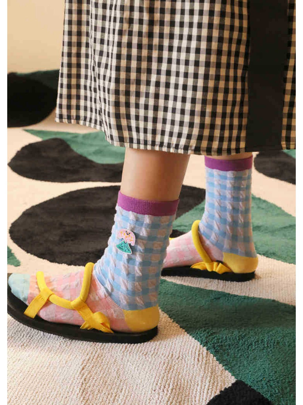 Rufia - Bow & Patchwork Lace Trim Ankle Socks