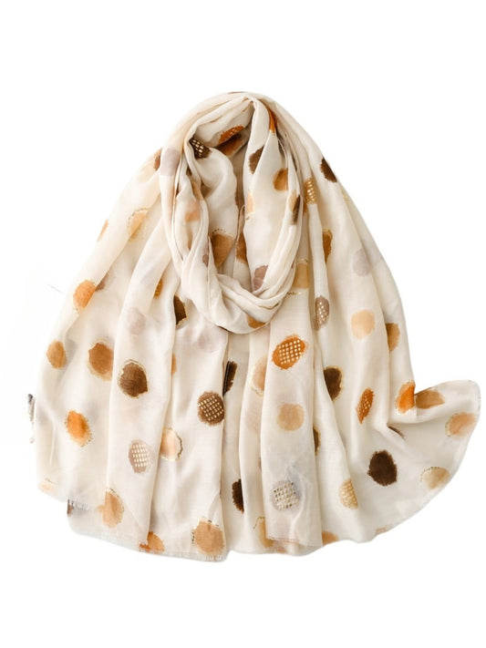 Scarvii - Light Airy Colorful Polka Dot Oversized Scarf