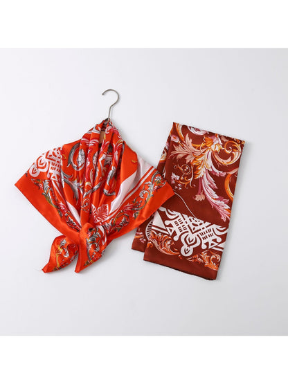 Scarvii - Vibrant Baroque Scroll Printed Square Scarf