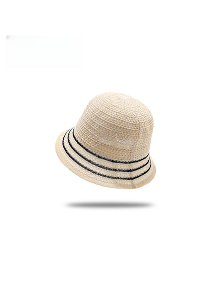 Haila - Striped Trim Round Crown Bucket Hat