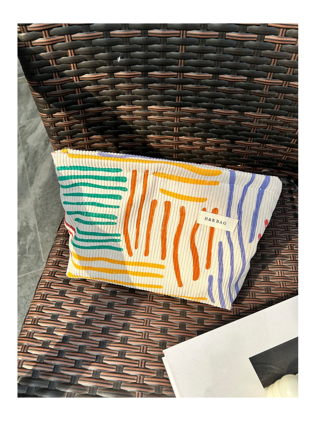 Cosbai - Striped and Printed Portable Cosmetic Bag