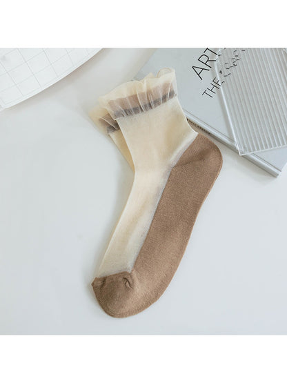 Rufia - Casual Ruffle Trim Crew Socks