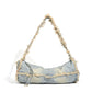 Cosbai - Large-capacity Washed Denim Bag with Shoulder Strap