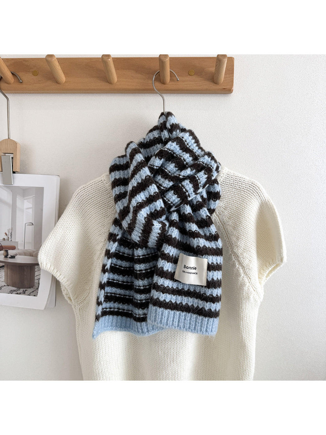 Scarvii - Bold Stripe Textured Knit Scarf