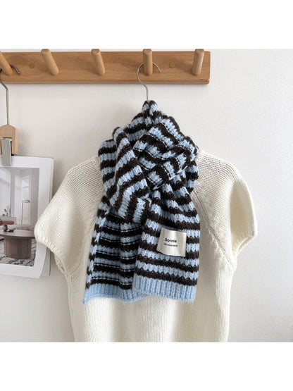 Scarvii - Bold Stripe Textured Knit Scarf