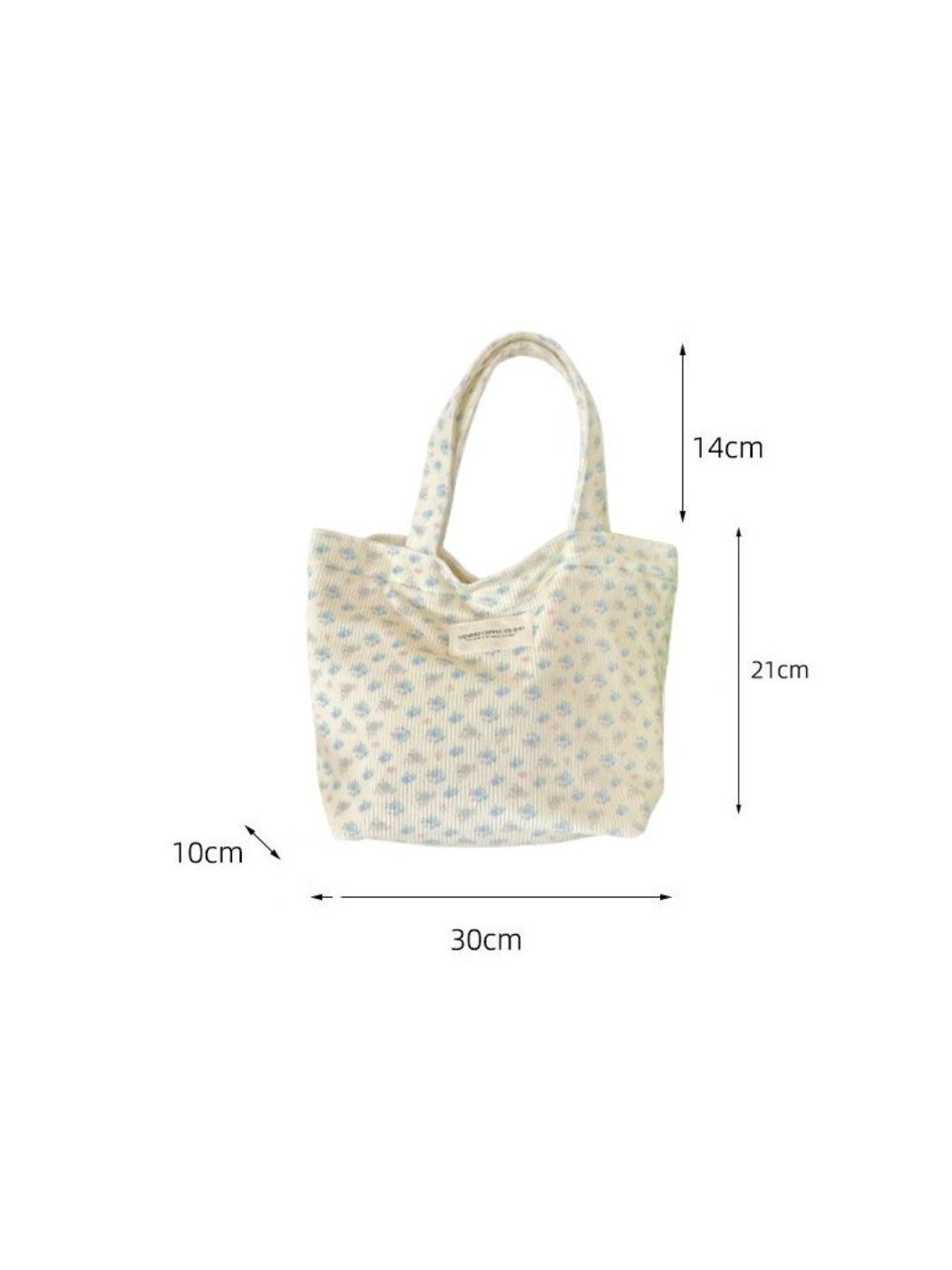 Cosbai ribbed floral small carry tote bag with handles held by hand