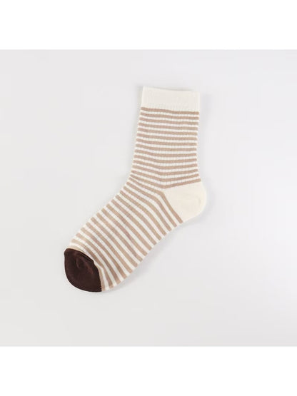 Rufia - Colorblock Striped and Bear Crew Socks