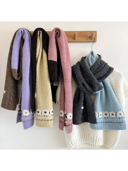 Scarvii - Sheep Motif Knit Scarf
