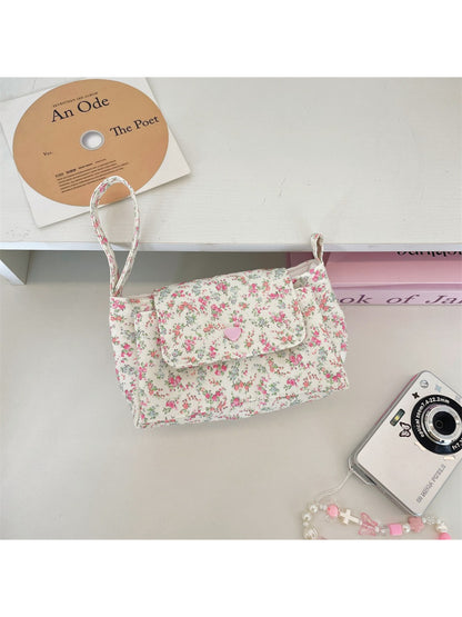 Cosbai Ditsy Floral Mini Handle Bag with detachable shoulder strap displayed