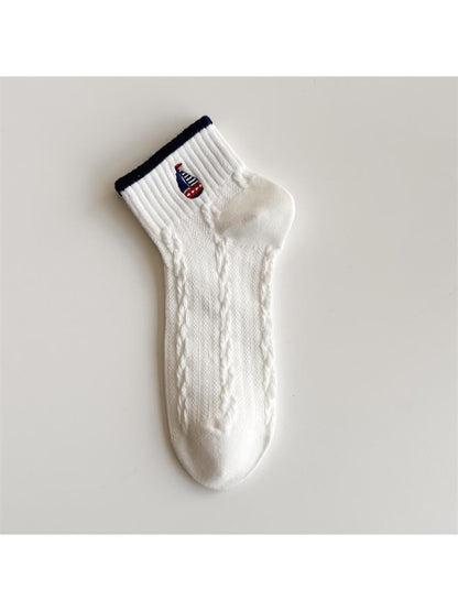 Rufia - Muted Ribbed Pattern Ankle Socks