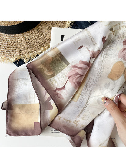 Scarvii - Floral Print Square Scarf
