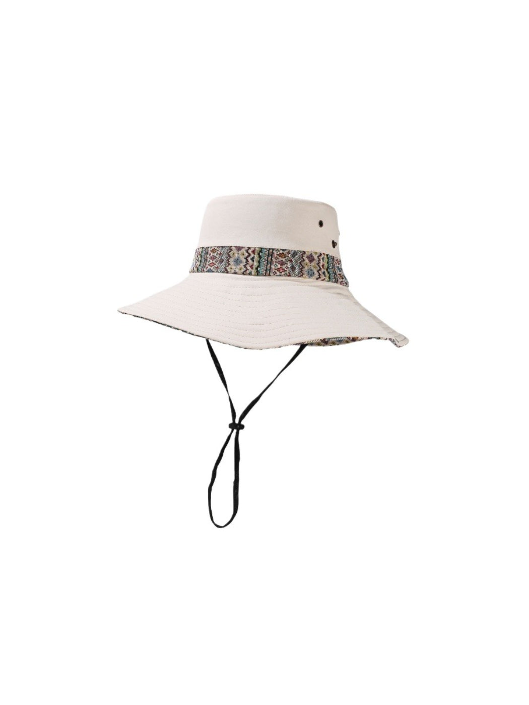 Haila cowboy hat worn by model with patterned brim visible