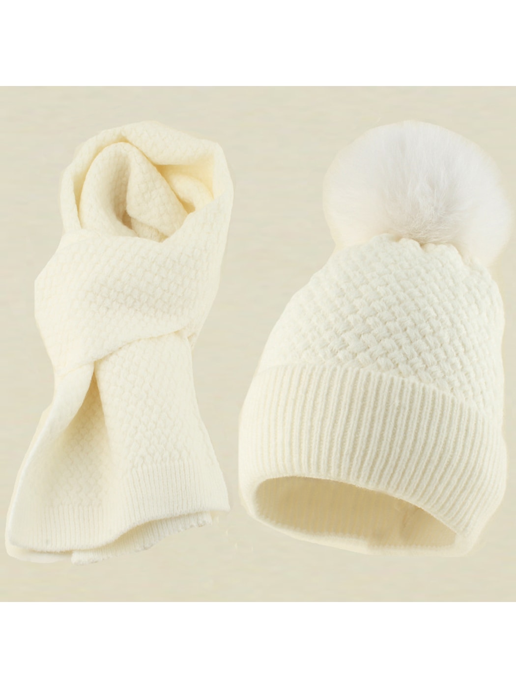 Haila - Brimless Knit Beanie and Scarf Set