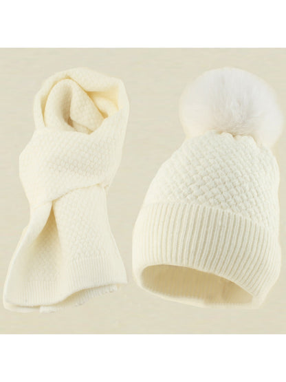 Haila - Brimless Knit Beanie and Scarf Set