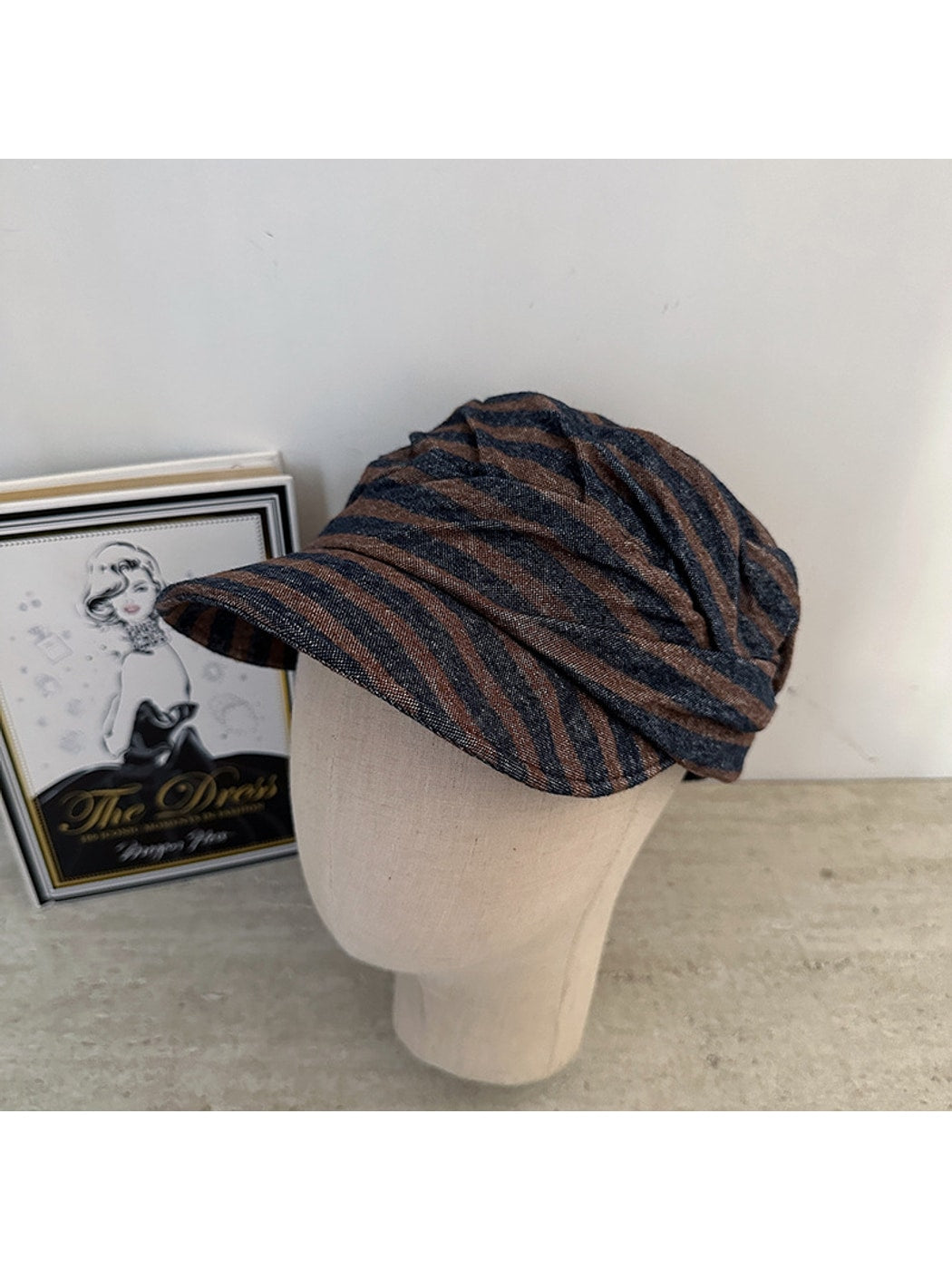 Haila - Foldable Striped Curved Brim Painter Cap